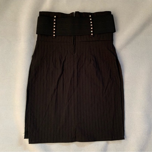 Vintage Y2K rare full side double slit stretch skirt with statement belt - Picture 7 of 9